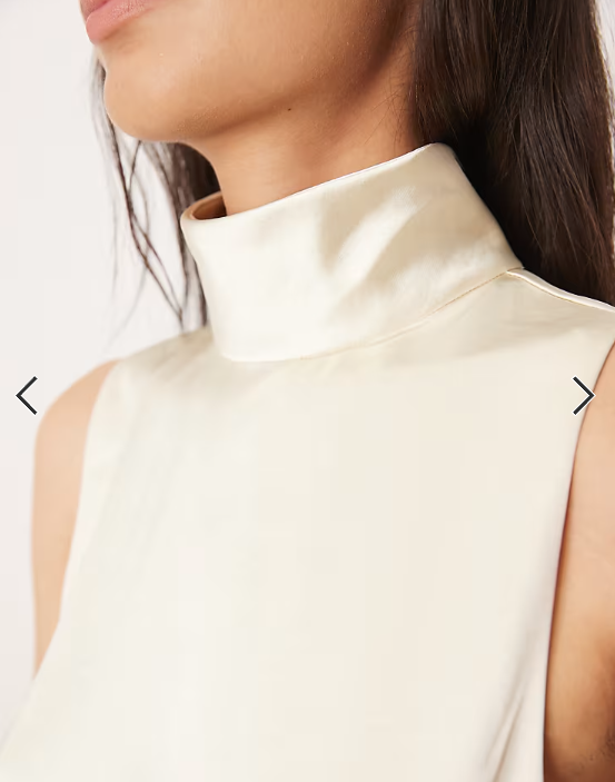 Mango satin high neck sleeveless blouse in ivory