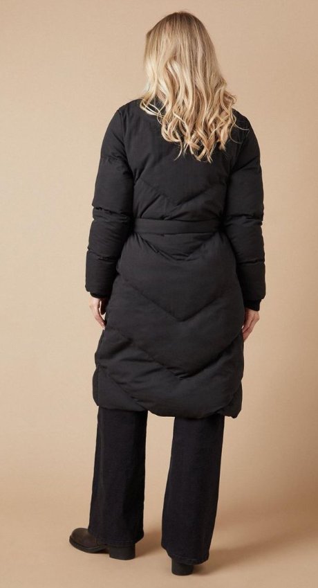 Oasis Belted Midi Padded Funnel Neck Coat