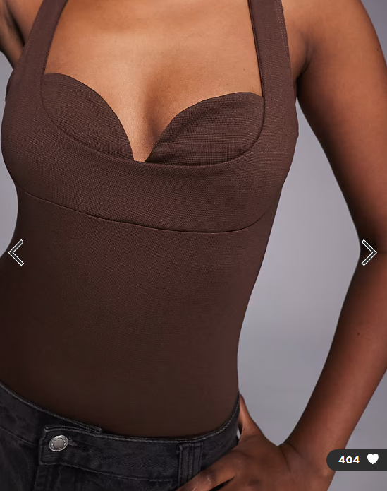 ASOS DESIGN layered cupped bodysuit in brown