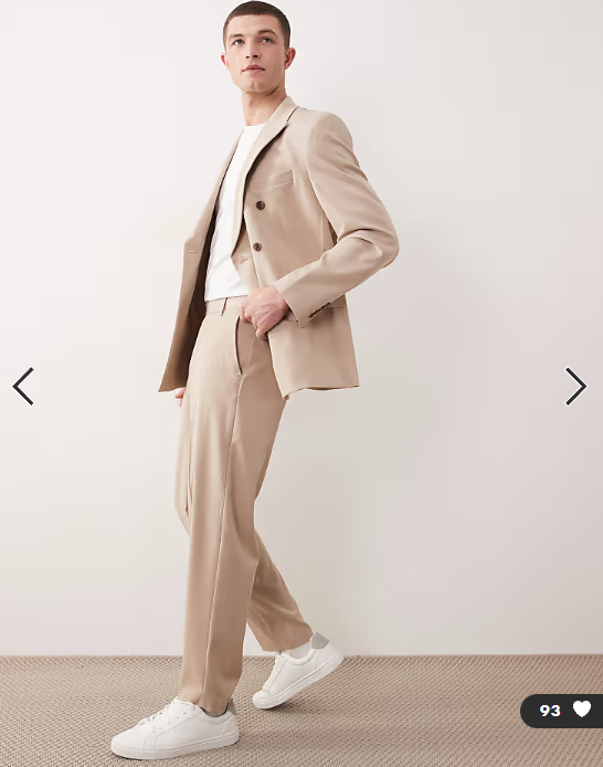 ASOS DESIGN relaxed tapered suit trousers in beige fine twill