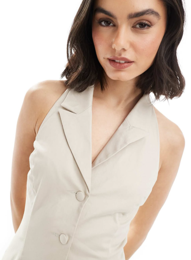 Miss Selfridge - tailored jalter mini dress in stone
