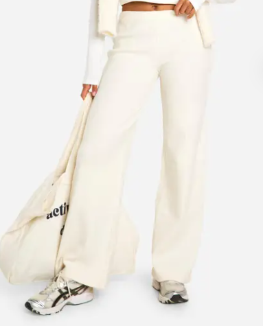 Boohoo - Brushed Rib Wide Leg Trousers