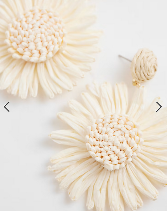 South Beach textured flower drop earrings in cream