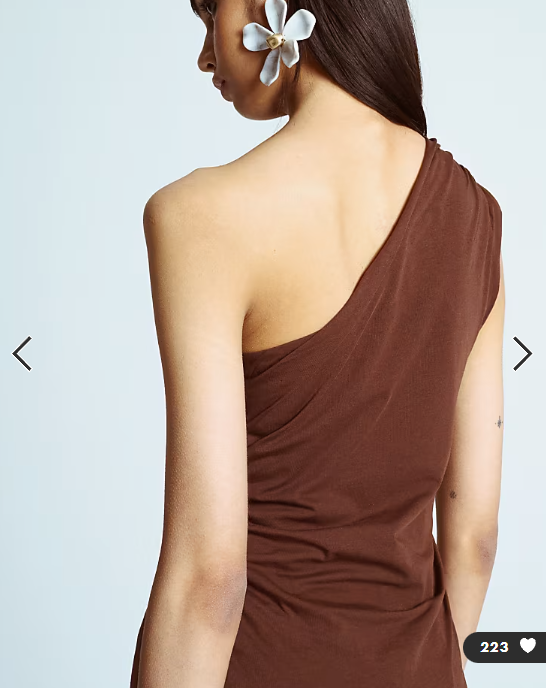 Topshop one shoulder mini dress in chocolate brown