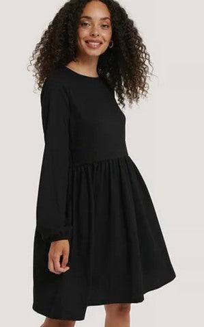 Crepe Hem Detail Dress Black