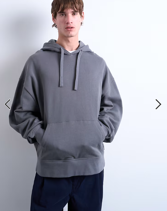 Topman heavyweight oversized hoodie in charcoal