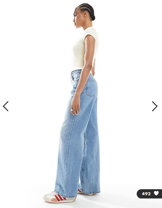 ASOS DESIGN Tall wide leg dad jeans in mid blue