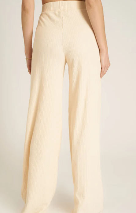 Boohoo Rib Cream Flare Trousers