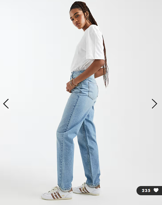 ASOS DESIGN Tall high rise relaxed mom jeans in mid blue