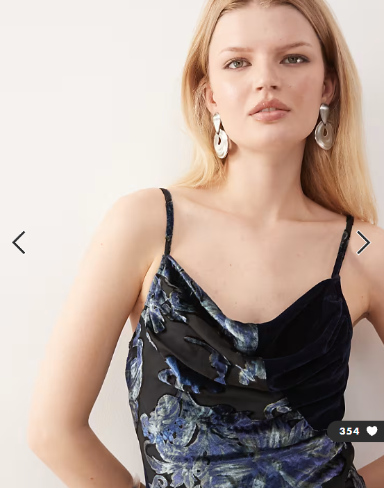 Reclaimed Vintage mini dress with splice velvet panels and floral devore in navy blue