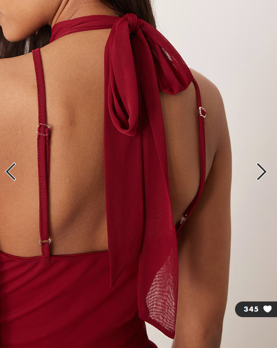 TFNC halter neck sheer skirt maxi dress in wine