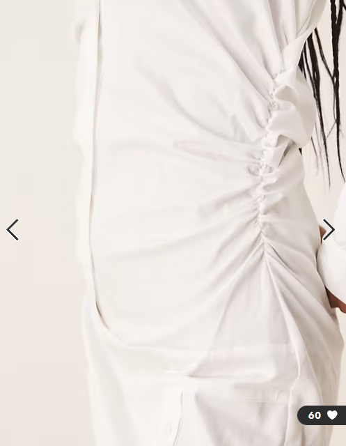 ASOS DESIGN cotton ruched waist shirt mini dress with flared sleeve in white