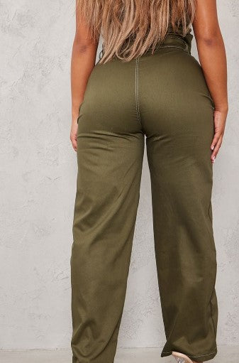 Shape Khaki Cargo Straight Leg Trousers