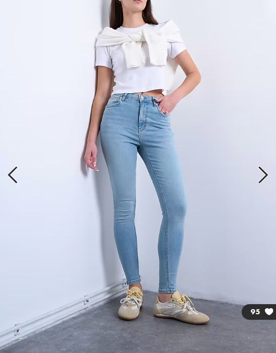 Topshop Hourglass Jamie skinny high rise jean in bleach