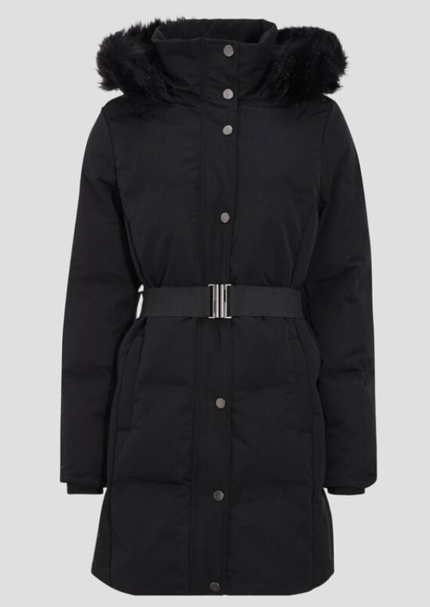 Cache Cache - Women’s black belted straight down jacket.
