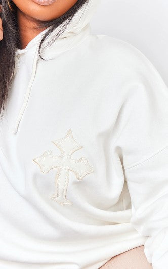 Plus white detail cross Oversized Hoodie