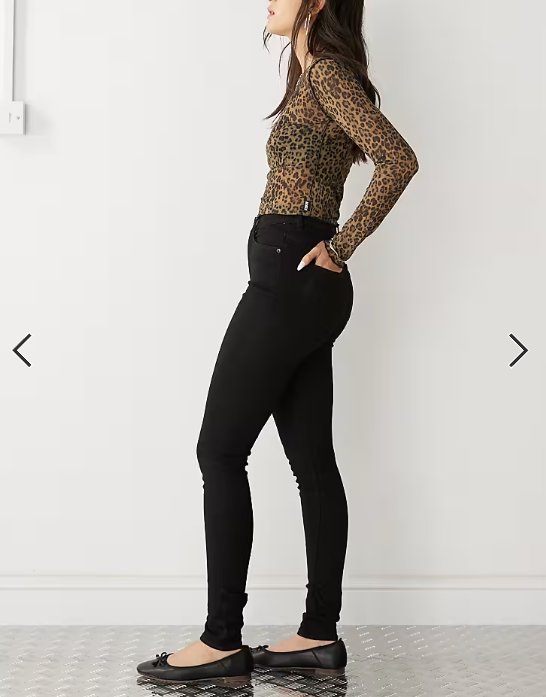 Monki Oki high waist skinny jeans in black