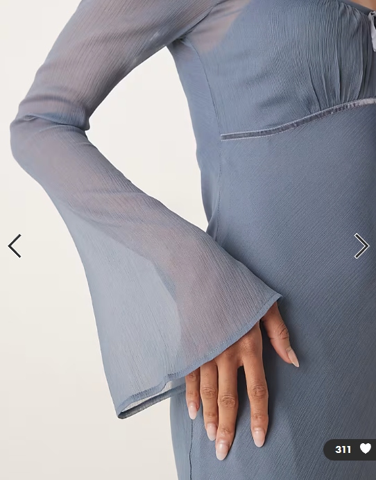 ASOS DESIGN Tall ruched bust long sleeve maxi dress in steel blue