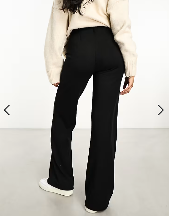 ASOS DESIGN wide leg heavyweight rib trouser in black