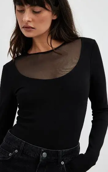 Cut Out Mesh Detail Top