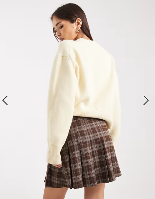 New Look check print buckle mini skirt in brown