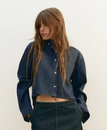H&M -DENIM SHIRT - Dark Denim Blue