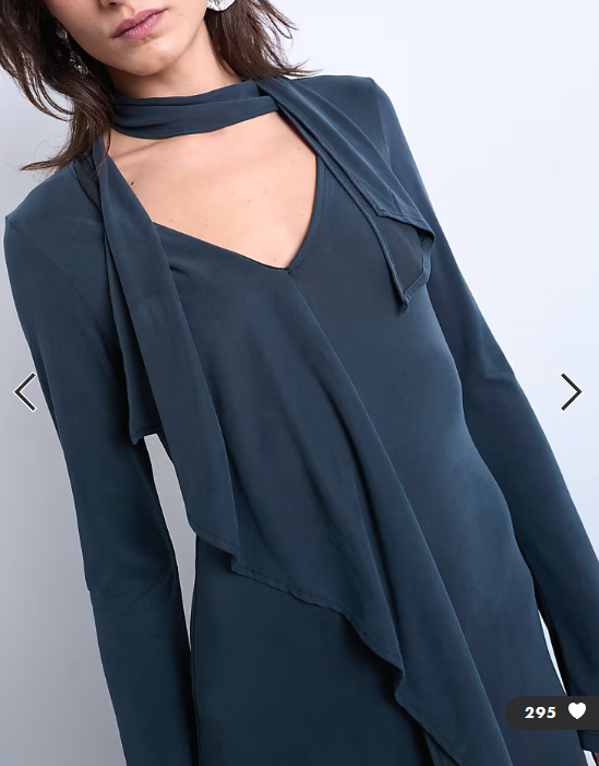 Topshop cupro scarf detail ruffle maxi dress in charcoal