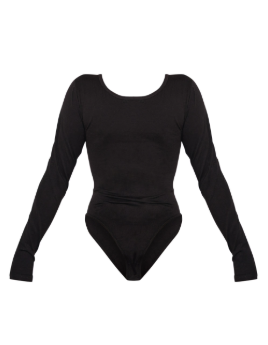 Shape Black Cotton Scoop Neck Seam Bodysuit