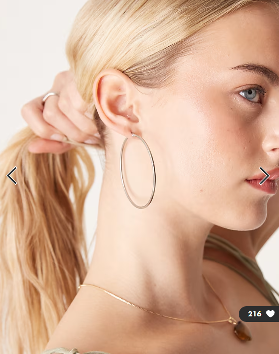 Lost Souls stainless steel 60mm hoop earrings in silver