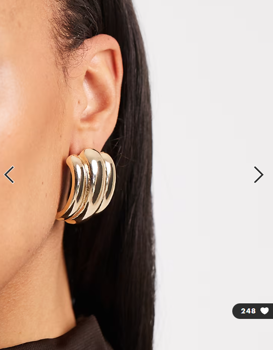 ASOS DESIGN large stud earrings with triple ridge design in gold tone