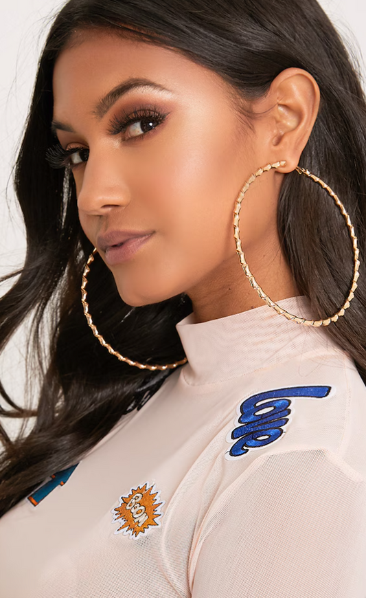 Brynn Gold Big Twisted Metal Hoop Earrings