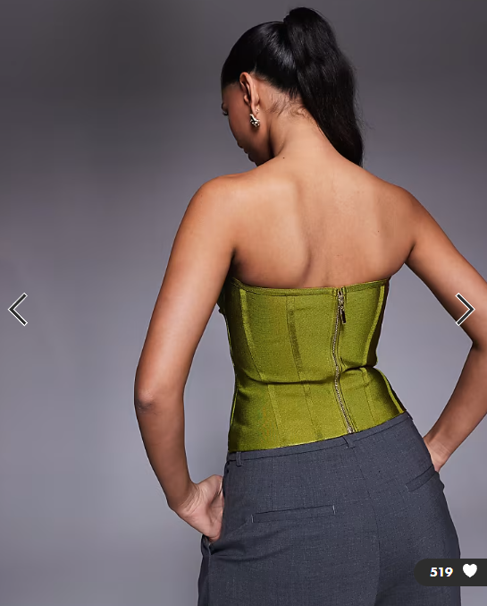 ASOS DESIGN bandage bust cup strapless corset top in green