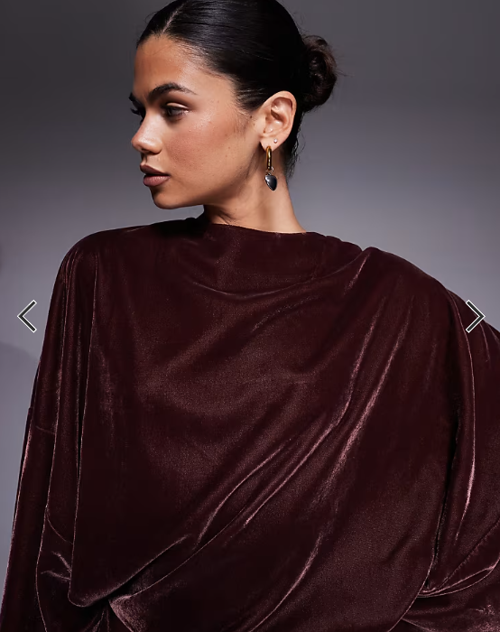 ASOS DESIGN velvet bodice satin wide leg jumpsuit in chocolate