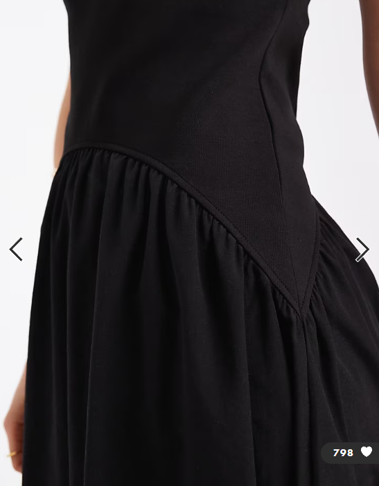 ASOS DESIGN hybrid dropped waist maxi dress with cotton poplin in black