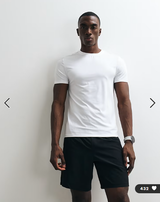 4505 Icon active quick dry muscle fit base layer training t-shirt in white.
