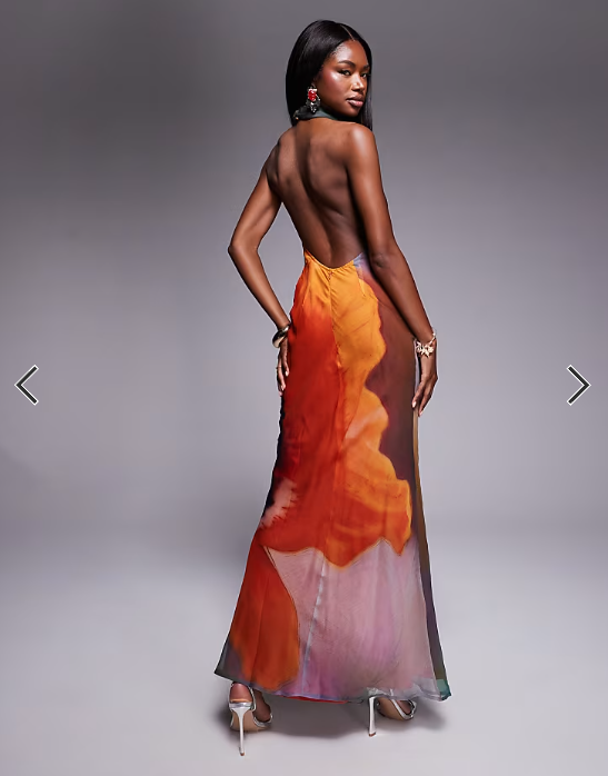 ASOS DESIGN cowl plunge bias maxi dress in bold abstract floral print