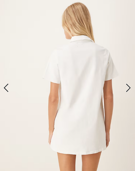 ASOS DESIGN denim polo dress in ecru