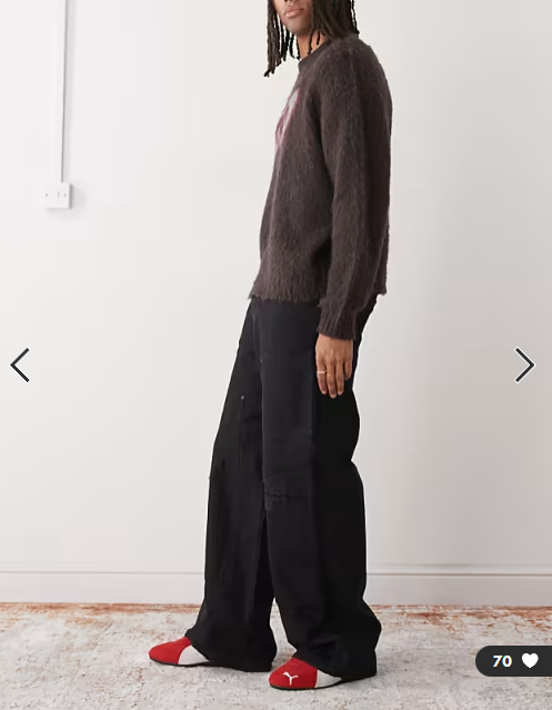 Weekday oversized canvas workwear trousers in washed black