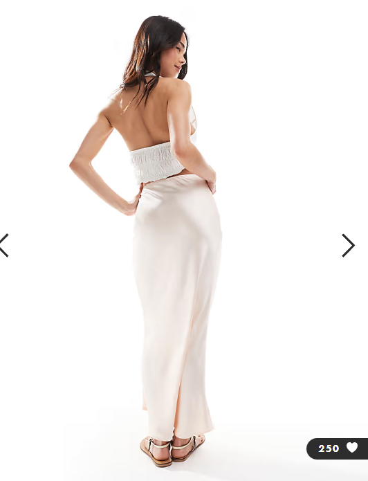 New Look satin bias midi skirt in pale pink