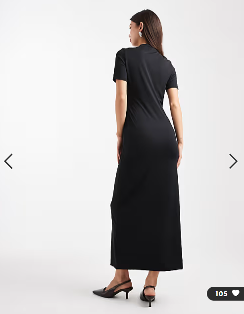 ASOS DESIGN short sleeve asymmetric button through midi dress in black