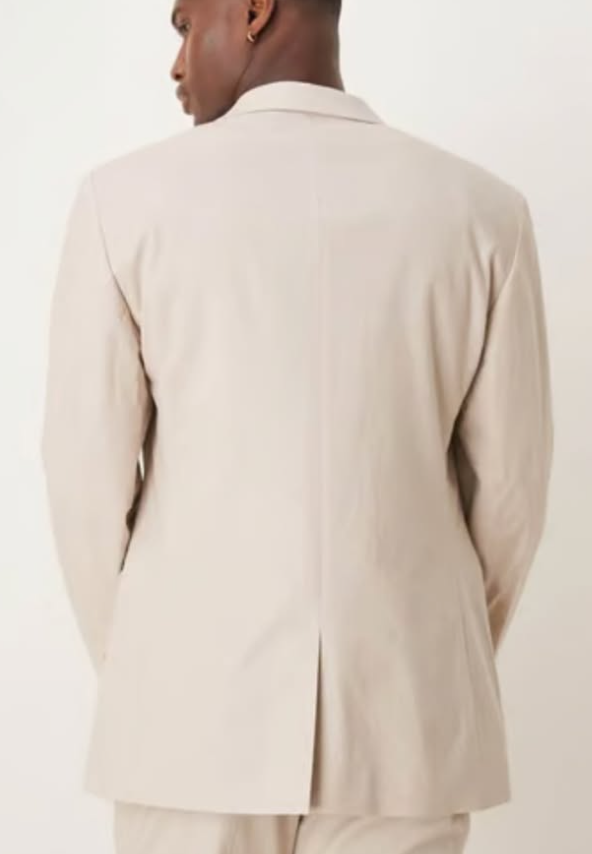 Asos - linen blend slim suit jacket in stone