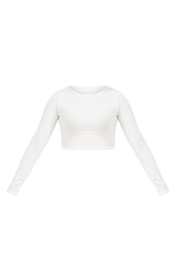 White Cotton Long Sleeve Top