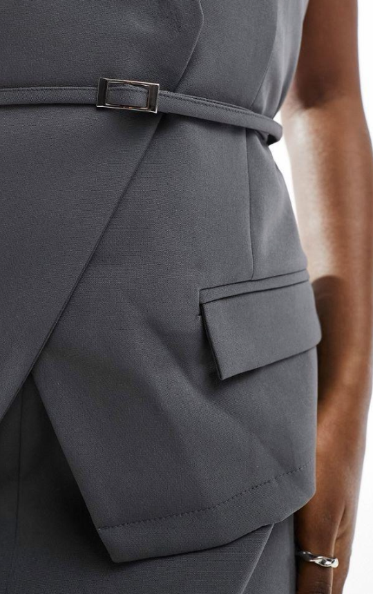 Asos - Women’s Kaiia exclusive tailored buckle detail cami midaxi dress in charcoal