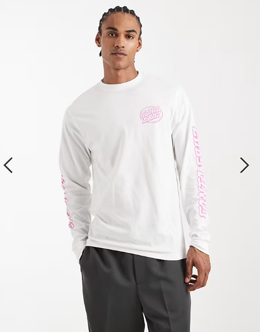 Santa Cruz mono graphic long sleeve t-shirt in white.