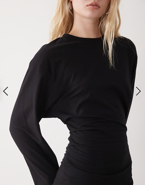 Weekday - cinch waist long sleeve mini dress in black