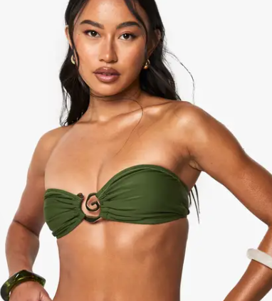 boohoo Premium Swim Swirl Trim Bandeau Bikini Top