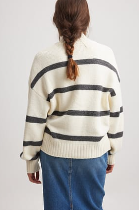 Turtle Neck Knitted Striped Sweater