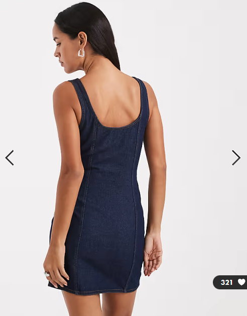 Miss Selfridge button through denim mini dress in blue wash