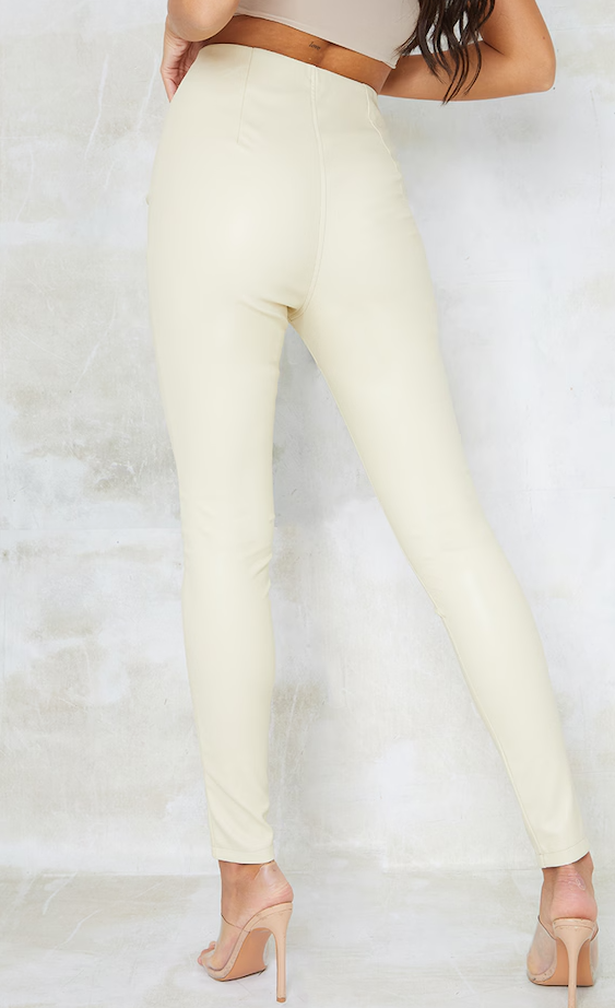 Tall Cream Faux Leather Stretch Leggings