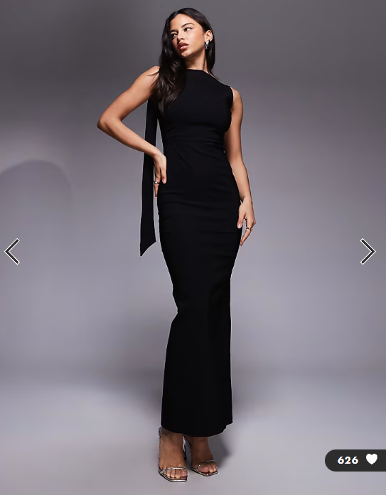 Vesper bengaline high neck low drape back detail maxi dress in black